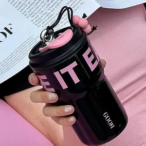 【LIVE PERKS - Blackberry】GOOM 18oz Spill Proof Tumbler with Lid and Straw, 18/10 Stainless Steel, 6-Layer Insulation Coffee Drinkware - Black, Pink