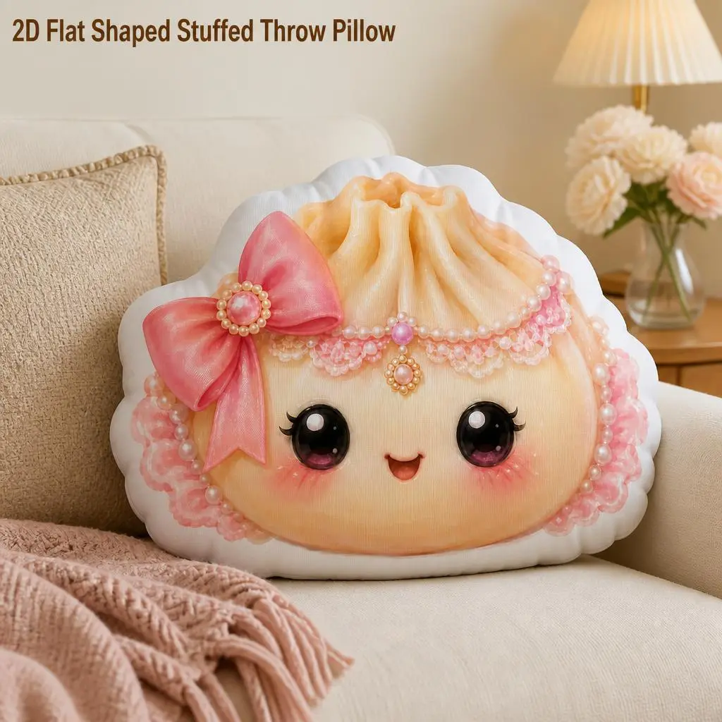 Cute Glitter Dumpling Lace Pearl Bow Floral Stuffed Throw Pillow Cute Room Decor