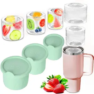 Ice Cube Tray for Stanley Cup, 3pcs/set 20oz 30oz 40oz Combo Silicone Ice Mold, Hollow Cylinder with Lid, for Cooling Cocktails, Whiskey, Beverages, Coffee, Home Bar Accessories