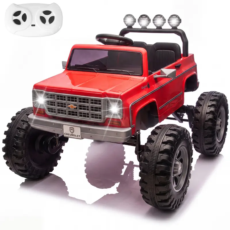 2026 Upgraded Licensed Chevrolet Cheyenne 24V Ride On Truck for Kids, Mukidy 400W Ride-On Toy with Remote Control, Bluetooth MP3 Player, LED Lights, 135 LBS Capacity, Ages 3-8, Cool Gift for Boys & Girls, Chevy Cheyenne, Seatbelt,familyfun