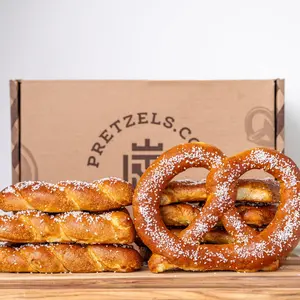 The Twisted Party Box – Heat & Serve Soft Pretzels – Jumbo Twists & Braids with Artisanal Salt, Freezer-Ready Snacks