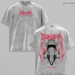 Ryomen Sukuna Shirt – Jujutsu Kaisen JJK Vintage Washed Oversize Anime Tee | Cursed King Graphic T-Shirt for Fans 9AI