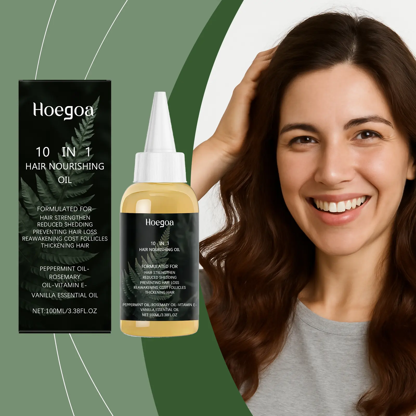 100ml Lightweight Rosemary Curly Hair Nourishing Oil Serum - Leave-In Moisturizing Treatment, Youth-Focused Soft Strands, Daily Haircare, Natural Beauty Boost, Shiny Hair, Moisture Boost, Hair Glow