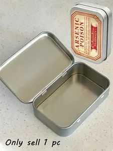 Brand-New American Retro-Style Silver Rectangular Hinged Metal Tin — A DIY Mini Portable Case, Compact Storage Container, and Foldable Metal Box. Ideal for storing jewelry, pills, sewing supplies, and more; also makes a perfect gift for Mother's Day.