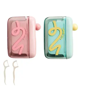 Portable Automatic Dental Floss Pick Dispenser – One-Touch Pop-Up Floss Holder with Refillable Storage Case, Travel Home Office Toothpick Organizer, Daily Oral Hygiene, Compact Convenient Tooth Floss Box