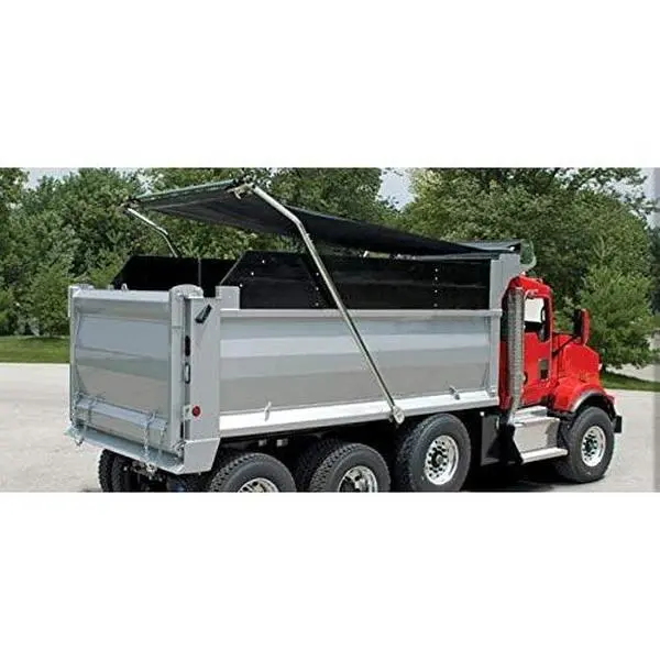 7'6" x 15' Black Asphalt Vinyl Dump  Tarp with Double Pocket & Grommets - 18Oz Vinyl  Dump Trailer Tarp to  Load Spillage During Transportation