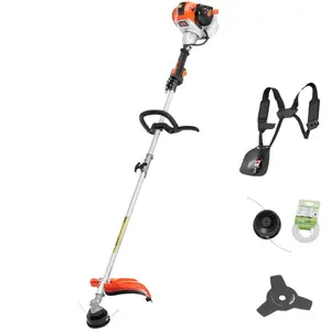 fathersdaygift VEVOR String Trimmer, 25.2CC 2-Stroke, Gas Powered Weed Wacker, 16.9 Cordless Grass Trimmer, Multi-Functional Lawn Edger with Shoulder Strap 3T Blade, Weed Eater for Quick Grass Cleaning