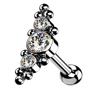 Horde Cluster Clear CZ Titanium Threadless Barbell
