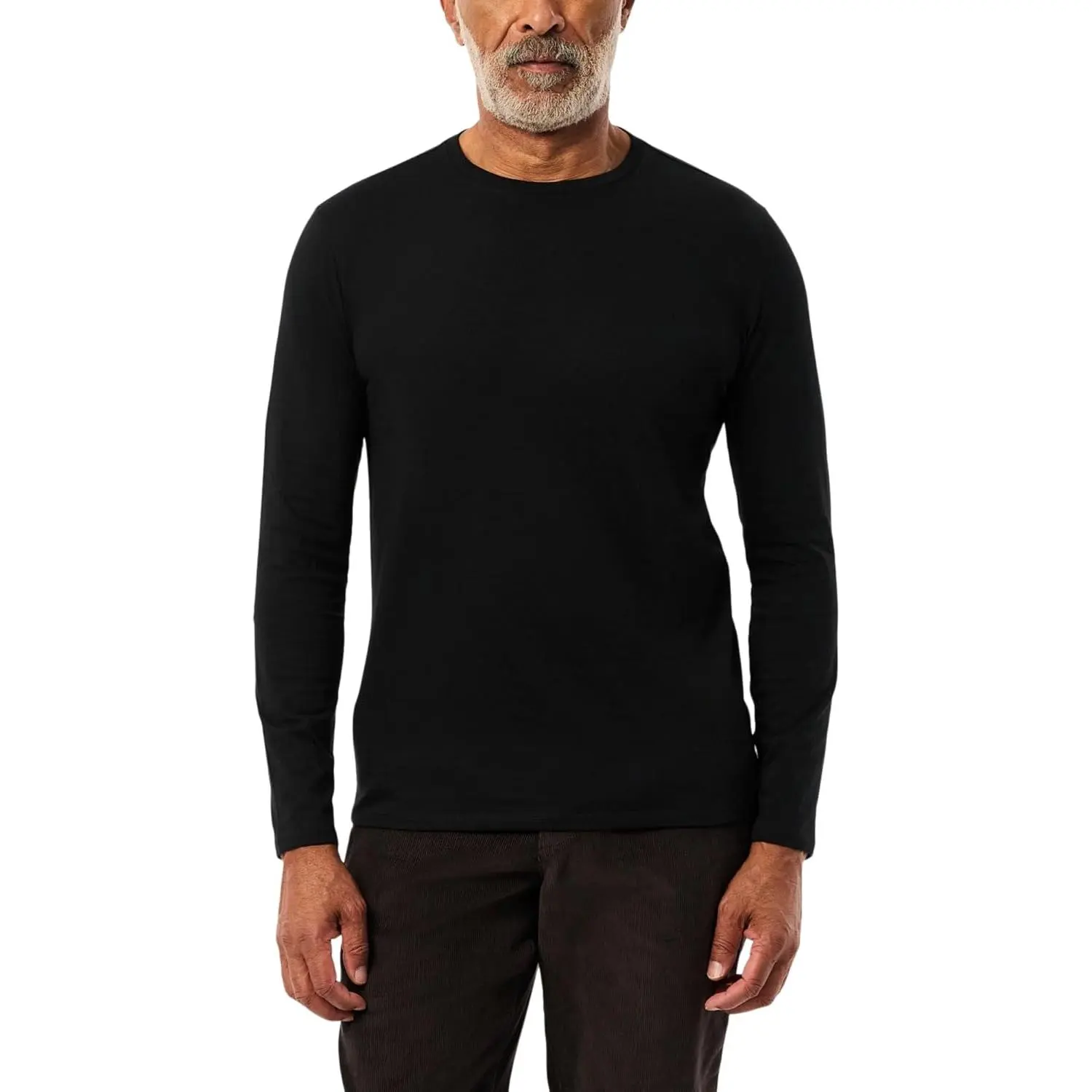 Men's Crew Neck T-Shirt in Premium Pima Cotton Jersey, Classic Long Sleeve Regular Fit Menswear Top with Embroidered Logo, Tops, Tshirt, Tee, Long Sleeve Tee, Casual Men's Long-Sleeve T-Shirts