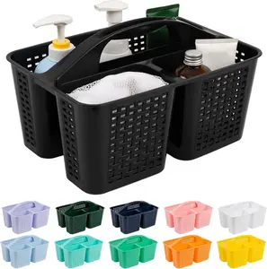 Portable Plastic Bath Shower Storage Basket Bathroom Organizer with Handle, Holds Soap, Shampoo, Hair Supplies, Beauty Products