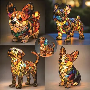 Pet Lamp Magical Corgi Dog Ranch Glowing Night Light Beautiful Light Bedside Table Lamp With USB Retro Home Decor