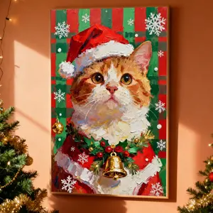 Winter Cat Poster | Cute Ginger Kitty Christmas Wall Art for Home