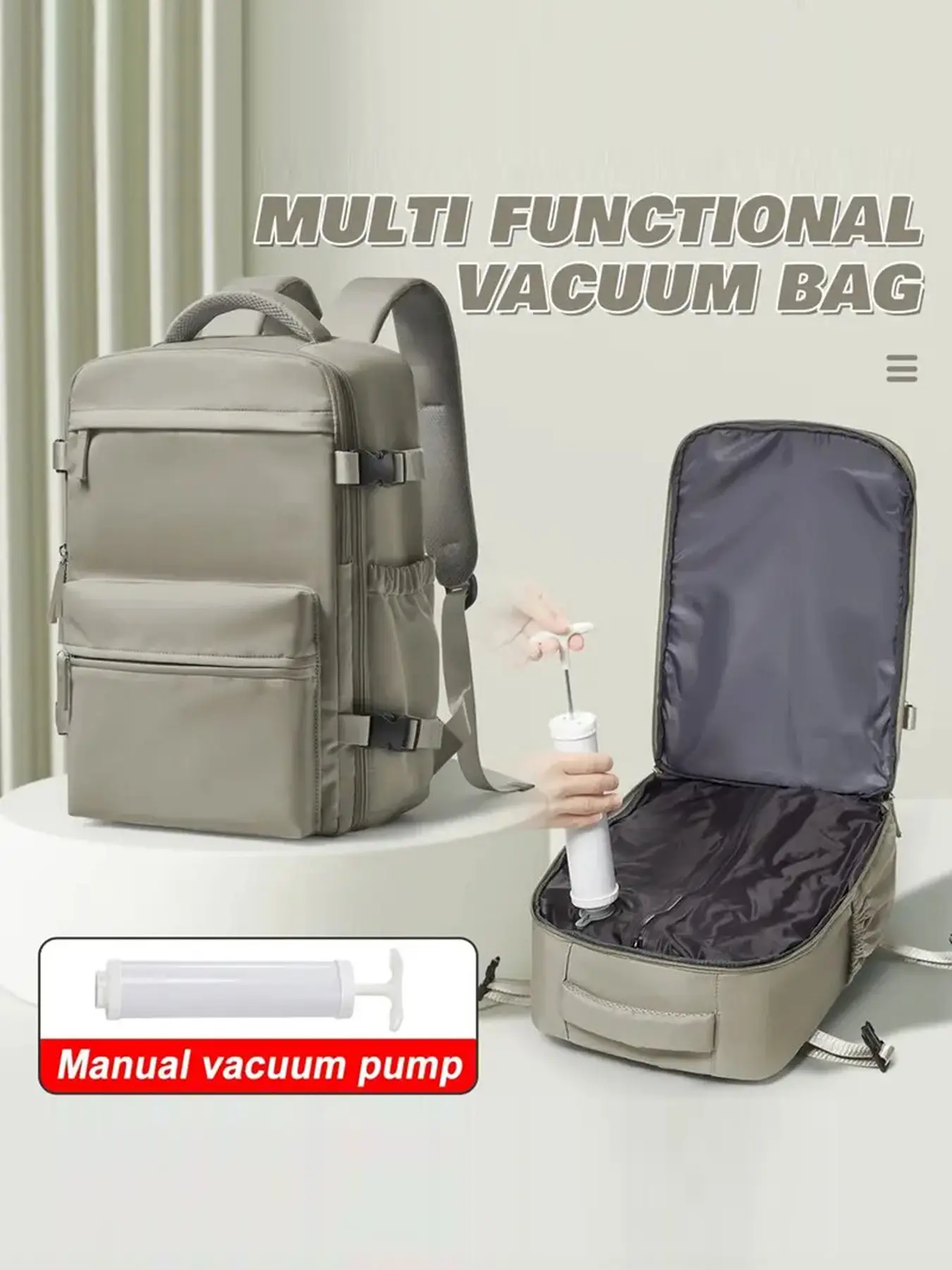 Unisex Vacuum Compression Backpack, Business Travel Multi-Functional Laptop Bag, Large Capacity, Waterproof, Outdoor Hiking, Essential Travel Gear, Vacuum Seal Backpack, Laptop Compartment Backpack, Multifunctional Travel Backpack