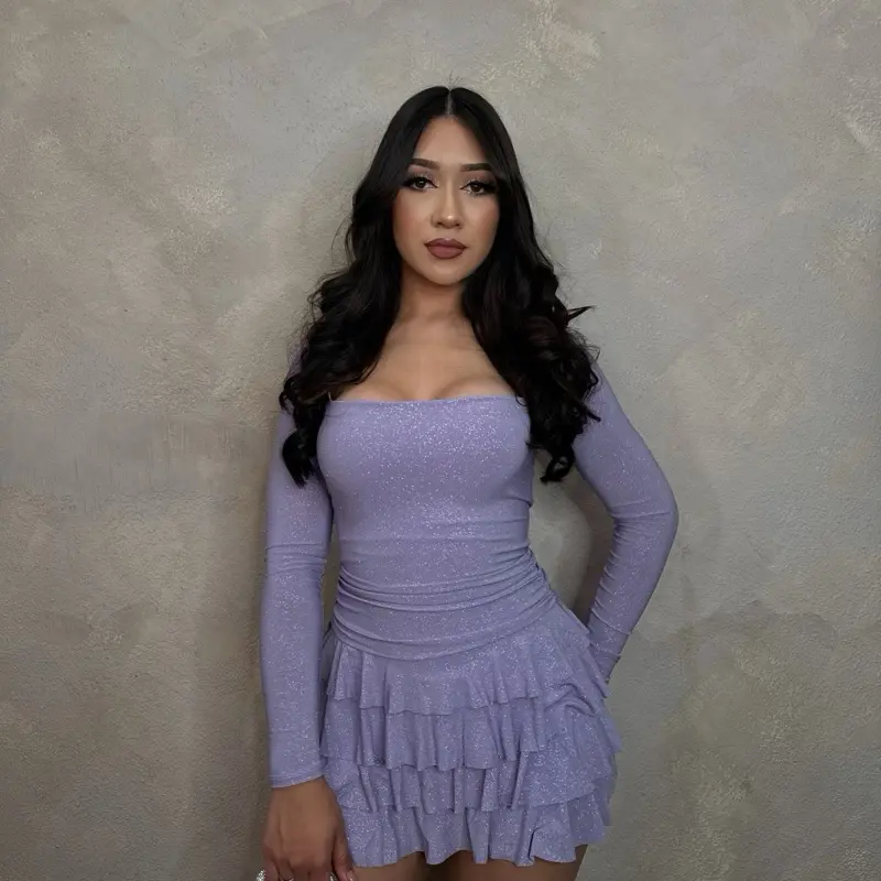 Ariani Glitter Romper Dress (Lavender)