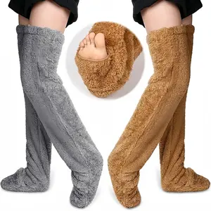 Over Knee Lightweight Fuzzy Socks, Plush Slipper Stockings, Cozy Leg Warmers for Men & Women, Home Lounge & Sleep