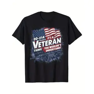 100% Cotton Summer t Shirts DD-214 It's A Veteran Thing You Wouldn't Understand Men's T-shirt Casual Round Neck Short Sleeve Four Seasons Can Wear 220g