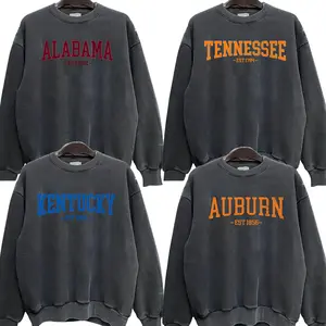 Vintage Varsity State Sweatshirt Distressed Athletic Style Unisex Fleece Crewneck Cozy Casual Outfit for Students Campus Wear, Gift for Friends & Family on Back to School & Holidays