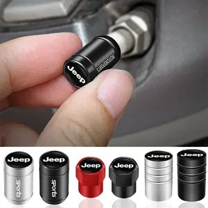 4Pcs Car Wheel Tire Valve Stem Caps Dust Covers Aluminum Alloy Cap Auto Decoration Accessories For Jeep Wrangler JK Gladiator Renegade Grand Cherokee Wagoneer Avenger Compass Recon Liberty Patriot Trailhawk Commander