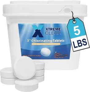 XtremeClear 3 Inch Stabilized Chlorine Tablets for Sanitizing Swimming Pools - Individually Wrapped, Slow Dissolving Chlorine - Tri-Chlor - 5 Pounds