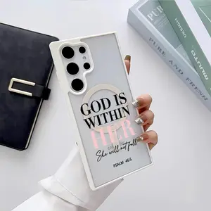 Pink Bible Psalms Quotes Christian Pattern Premium Magnetic phone case applicable for Samsung Galaxy S25 S24 S23 S22 PLUS ULTRA FE durable shockproof protection Privacy Protection Magnetic Phone Case cute nic natalie reynolds mosnovo  protective case