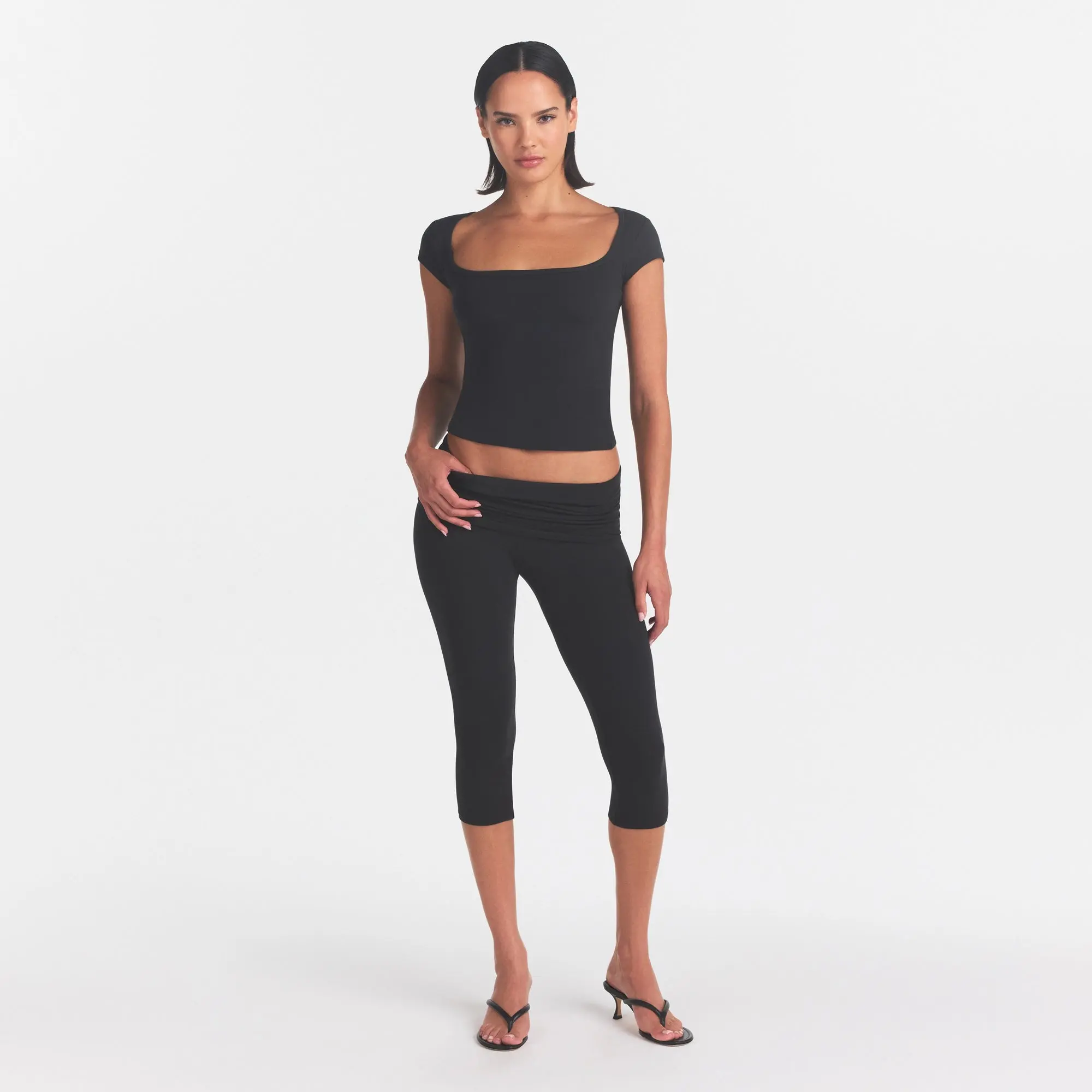 SKIMS COTTON JERSEY FOLDOVER CAPRI