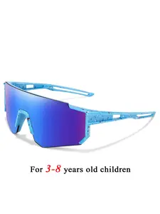 Kids Fashion Sunglasses 3-8 Years, Outdoor Sports Glasses, Unisex Baseball Glasses, Color Mirror Lenses, Windproof, for Cycling, Hiking, Fishing, Sports Eyewear