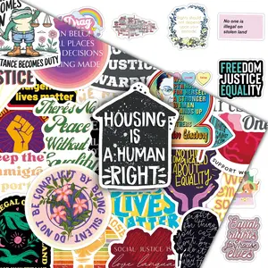 50-Piece Social Justice Sticker Pack - Inspiring Activism Decals for Laptops, Water Bottles & DIY Crafts Self Adhesive Stickers