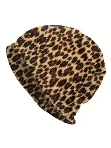Fashionable Unisex Soft Hats in Cheetah Print Beanie Style