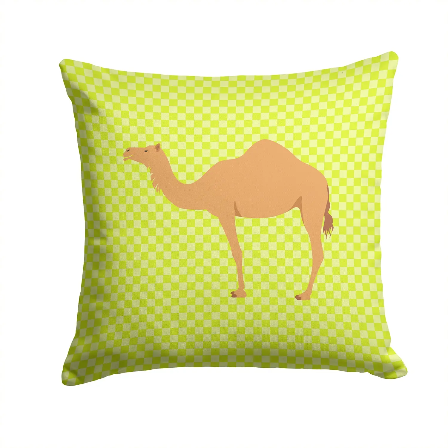Arabian Camel Dromedary Green Decorative Throw Pillow 14x14 Indoor Outdoor Accent Cushion, Fabric Cover with Insert for Sofa, Bed, Porch & Living Room