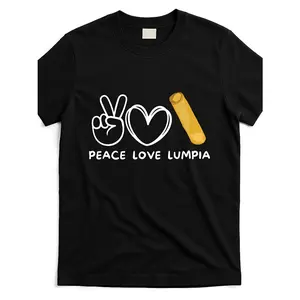 Peace Love Lumpia Graphic Tee for Filipino Foodies - Retro Streetwear T-Shirt with Filipino Spring Roll Design, Soft 100% Cotton & Loose Fit for Culture Fans, Funny Filipino Cuisine Apparel & Gift Idea Fabric Breathable