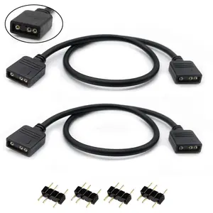 2-Pack 11.8in ARGB Extension Cable - Female to Female Splitter, Syncs PC ARGB Fans & LED Series (5V 3-Pin)