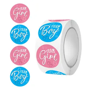500pcs Gender Reveal Party Circle Vinyl Stickers Roll, Gift Bag Sealing Stickers, Party Decorations, Home Decor, Perfect Gifts
