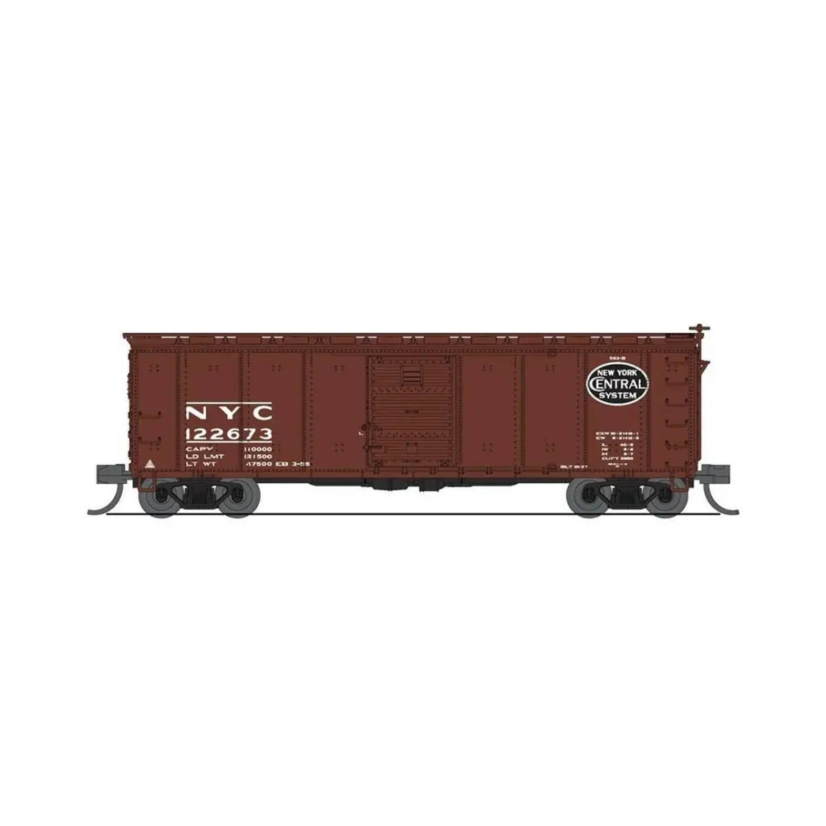 212 MAIN N Scale Steel Model Train Car Set Pack - 4-Pack 40 ft. NYC Theme 1950s D Boxcars, ABS Plastic, Friction-Free Movement, Brake Wheel & Platform, Code 55-70-80 Rail Compatible, Detailed Underbody, Operating Knuckle Couplers