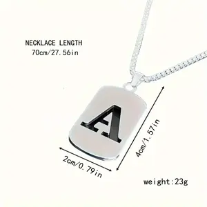 Men's Titanium 316L Stainless Steel Pendant Necklace 26 Letter Necklaces Stylish Accessories for Men Women Military Style Sweater Chain Holiday Gift