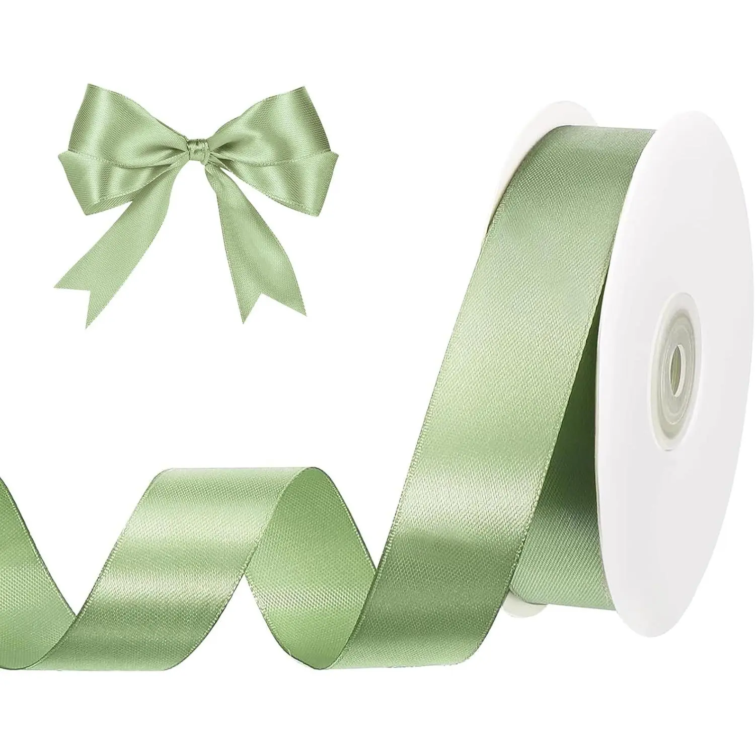 Sage Green Satin Ribbon 1 Inch 50 Yards Solid Fabric Light Green Ribbon for Baskets  Wrapping Flower Bouquet Wedding Graduate Mother's Day Decorations
