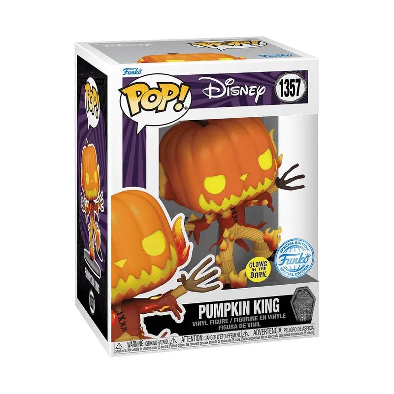 Funko Pop! The Nightmare Before Christmas - Pumpkin King (Glow) #1357 Exclusive (Sticker may vary) Collectible Pop Vinyl Figure