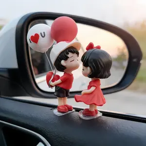Cute Couple Car Ornament Viral Accessories For Car Perfect for TikTok Shop Advent Valentine's Day Gift of Sweet Commitment Natural Materials Safe Durable Easy Fixing fashionable resin figure