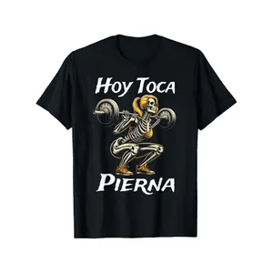 Calacas Chidas Gym | Mexican Sayings Funny Sarcasm Slang T-Shirt, Suitable for Unisex Personality Casual Round Neck Outdoor Short-Sleeved T-Shirt, Slightly Elastic, 100% Cotton, S-XXXL