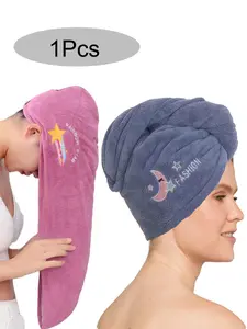 Embroidery Style Hair Drying Cap, Coral Fleece Thickened Hair Towel, Hair Turban Towel, Towel Wrap, Women's Absorbent Quick Drying Shower Cap for Bathroom Use
