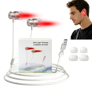 Tinnitus Otitis Media Red Light Therapy Irradiator 650nm Physiotherapy Earplugs Improve Sleep Promote Blood Circulation Relieve Pain USB USB-C Interface Ear Treatment Ear Therapy Device Health Care Portable Birthday Gift
