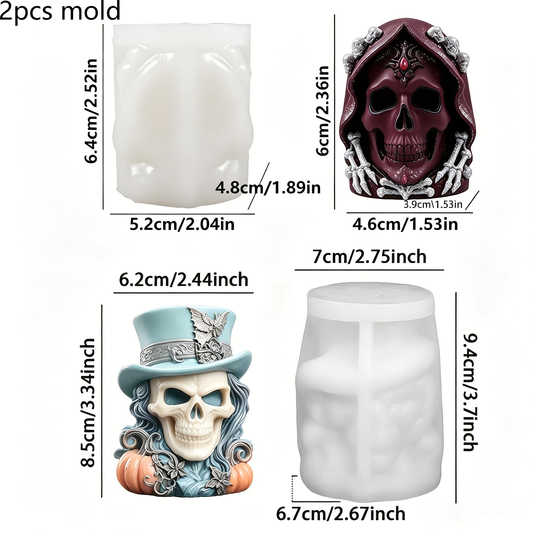 2Pcs Halloween Gothic Skull Silicone Mold Set - Top Hat Bat Pumpkin & Hooded Skeleton for DIY Candle Making Supply, Epoxy Resin Casting, Soap Plaster Craft 2Pcs Halloween Gothic Skull Silicone Mold Set - Top Hat Bat Pumpkin & Hooded Skeleton for DIY Candle Making Supply, Epoxy Resin Casting, Soap Plaster Craft