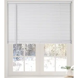 Cordless White 1” Light Filtering Mini Blinds 34.5” W x 60” H Vinyl Horizontal Blinds for Indoor Home Windows