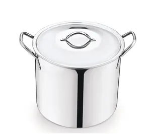 8-Qt Stainless Steel Stock Pot with Metal Lid Ultra Durable Stay-Cool Handles Hand Wash Only Cookware