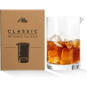 Cocktil Mixing Glss, Clssic Style Enhnced nneled Led-Free Crystl Stirring Pitcher, Thick Weighted Bse for Stble Stirring, 18 Oz Drink Mixer for Crft Cocktils t  or Brs