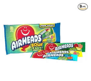 SOUR Candy Bars, Christmas gift, Sour Watermelon Punch, Blue Blast, Lemon Berry Squeeze, 9 Bar Movie Theater Box Sour Flavors Chewy Gummy