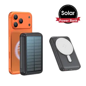 CITICR-MagSafe wireless charging solar power bank, 10000mAh thin and small portable charger, built-in QC3.0PD20W fast charging, USB-C output and input, suitable for iPhone12/13/14/15/16, Samsung, etc