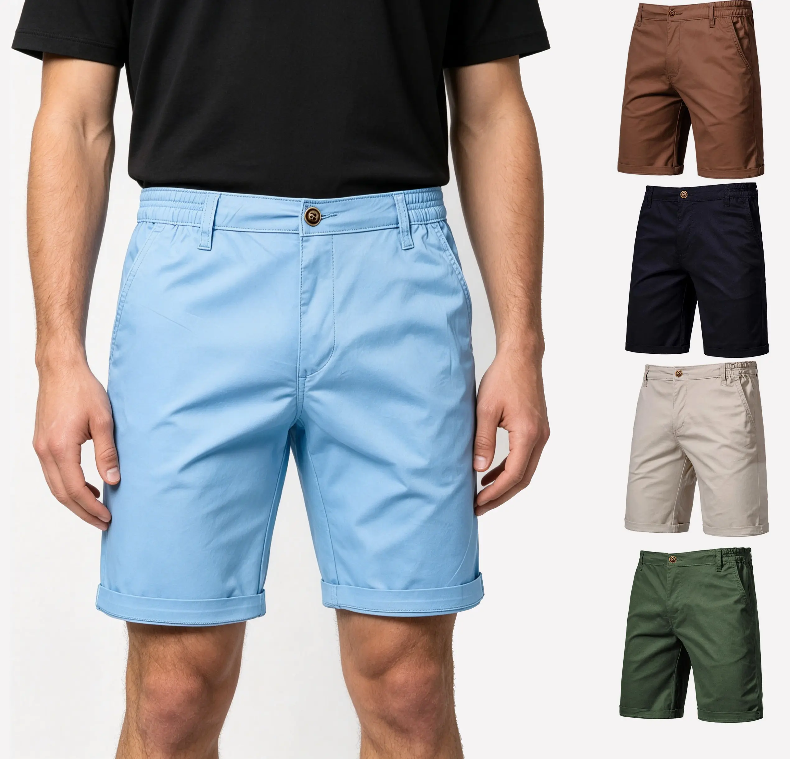 Men's Stretch Chino Short  Summer Cotton Casual Shorts with Pocket