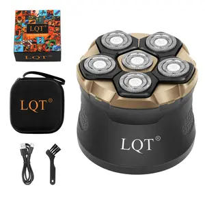 LQT Pro Series 6-Blade Floating Head Bald Shaver Kit, High-Torque Motor Electric Razor, Premium Hard Travel Case Included, USB Fast Charging for Men's Head, Beard, Body & Full-Body Hair Removal, Abs