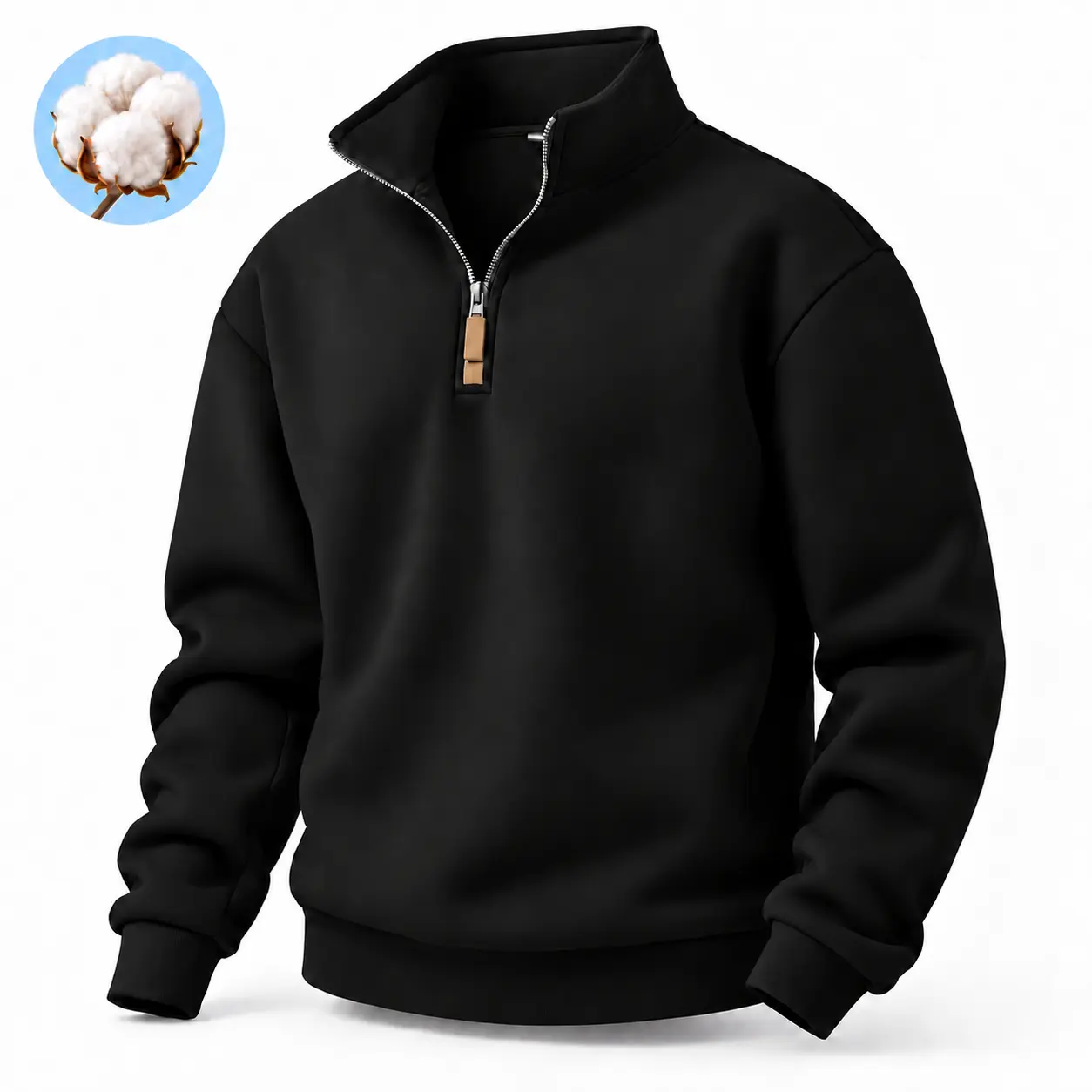 Men's Cotton Quarter Zip Sweatshirt, Long Sleeve Pullover for Men, Solid Color Stand Collar Casual Top, Relaxed Fit Streetwear Sweatshirt, Comfortable Fall Winter Menswear for Everyday Wear, Work, Travel, Outdoor, Commuting and Weekend