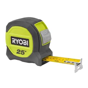 NEW 25 Ft Compact Tape Measure - Easy Read, Durable, Precision Markings, Secure Lock RYOBI